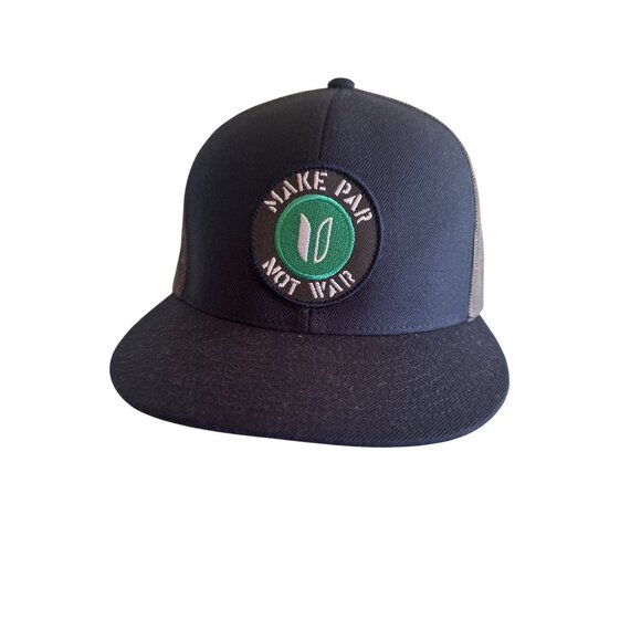 Make Pay Not War Embroidered Navy & Gray Trucker Hat Adjustable Snapback - Picture 1 of 6